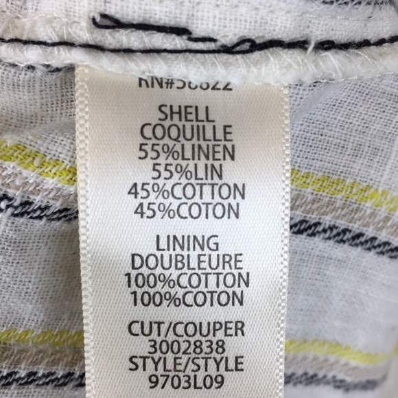 Max Studio Stripe Linen Paper Bag Hi Waist Shorts - Picture 9 of 12